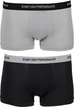 Emporio Armani - Heren - Basis 2-pack Trunk Boxershorts -Grijs/Zwart - L