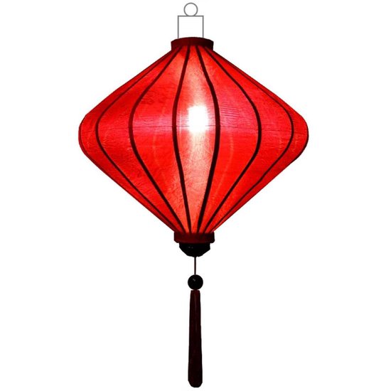 honderd Toestemming Bijna Rode zijden Japanse lampion lamp diamant D-RD-62-S | bol.com