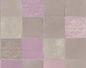 PAPIER PEINT OLD WALL TILES - Beige Gris Taupe Lilas - AS Creation New Walls "Livingwalls"