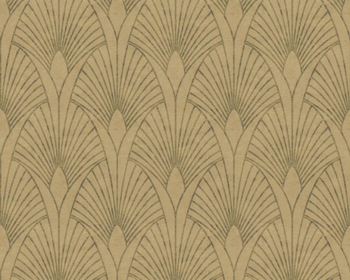 ART DECO BEHANG - Beige Bruin Goud Metallic - AS Creation New Walls "Livingwalls"