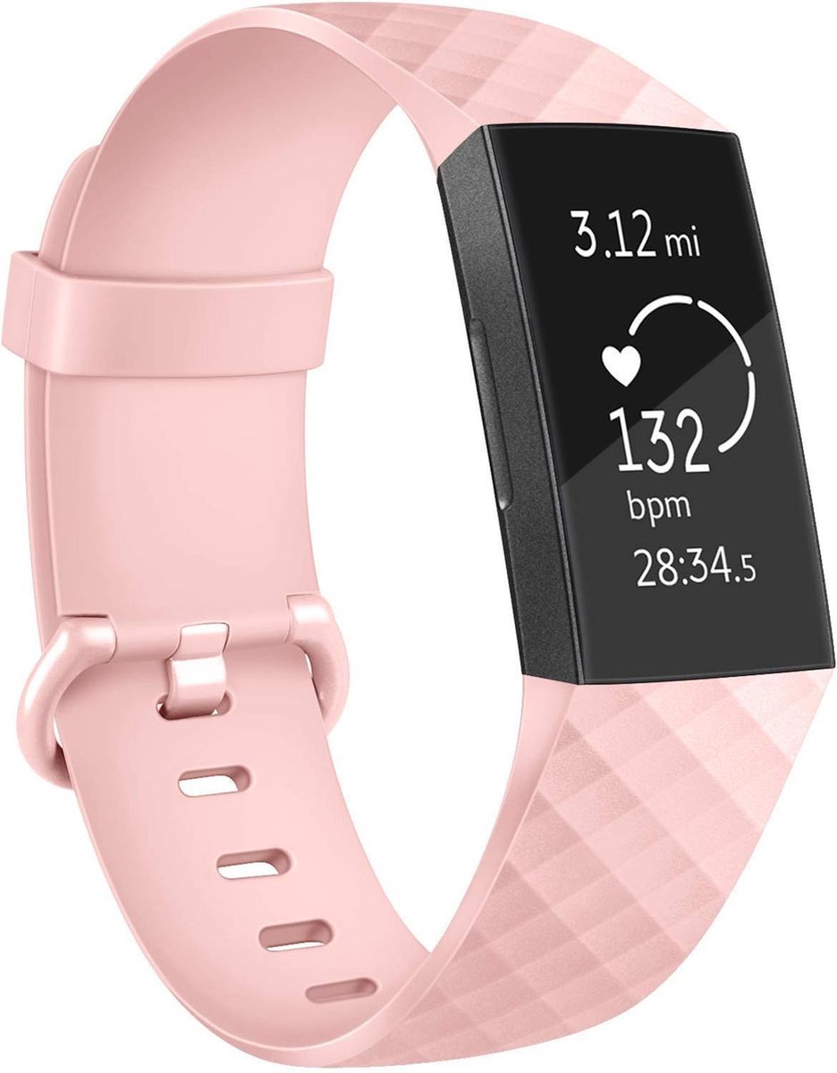 Schubben Siliconen bandje - Sportbandje - Fitbit Charge 3 & 4 - Roze