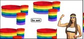 5x Set zweetbandjes regenboog - carnaval zweet band festival gay pride optocht thema feest