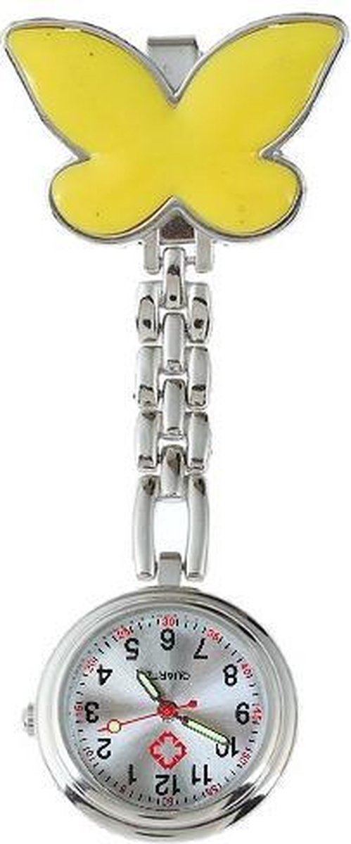 Fako® - Verpleegstershorloge - Zusterhorloge - Verpleegster Horloge - Vlinder - Geel
