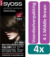 Syoss Colors - 4-1 Middle Brown - Haarverf - 4 stuks - Voordeelverpakking