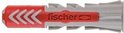 Fischer DUOPOWER plug, grijs met rode inzet en witte chevrons.