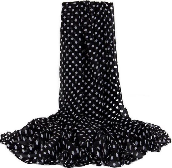 Chiffon Sjaal Dots - Zwart - Accessoires