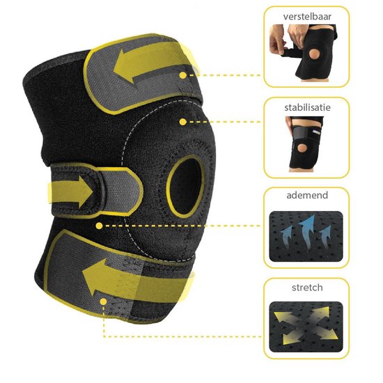 BRACOO KS10 Kniebandage - verstelbare neopreen kniebrace - rechter/linker knie - patella stabilisator opening - zwart