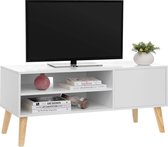 Laag TV-meubel in Scandinavische Stijl - TV Kast voor Televisie, Gameconsole, Radio - Wit