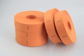 Oranje blanco bonnen op rol - 5000 bonnen - 57x30mm