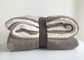 Plaid Microfiber Grand LUXE/Imitatie Schaap 150/200 Taupe fleece deken