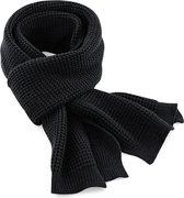 Zwarte, met dikke wafelsteek gebreide sjaal van het merk Beechfield