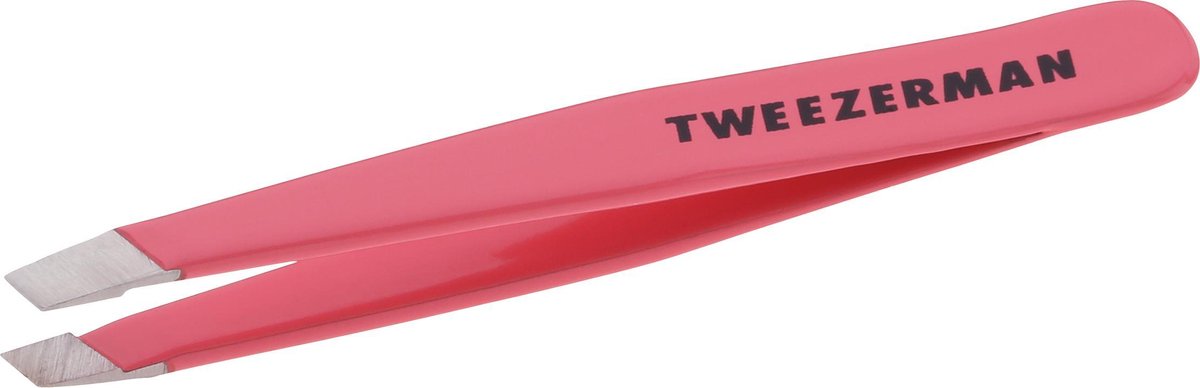 Tweezerman Studio Line Mini Slant Tweezer Geranium – Wenkbrauw Pincet - Professioneel Precisie Pincet Met Schuine Punt – Voor Epileren En Haartjes Verwijderen – Roestvrij Staal – Geschikt Voor Fijne En Stugge Haren – Epileer Pincet Voor Wenkbrauwen