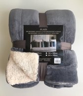 Plaid Microfiber Grand LUXE/Imitatie Schaap 240/220 Blauwgrijs/DENIM fleece deken