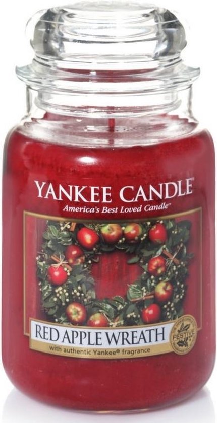 Yankee Candle Geurkaars Large Red Apple Wreath - 17 cm / ø 11 cm