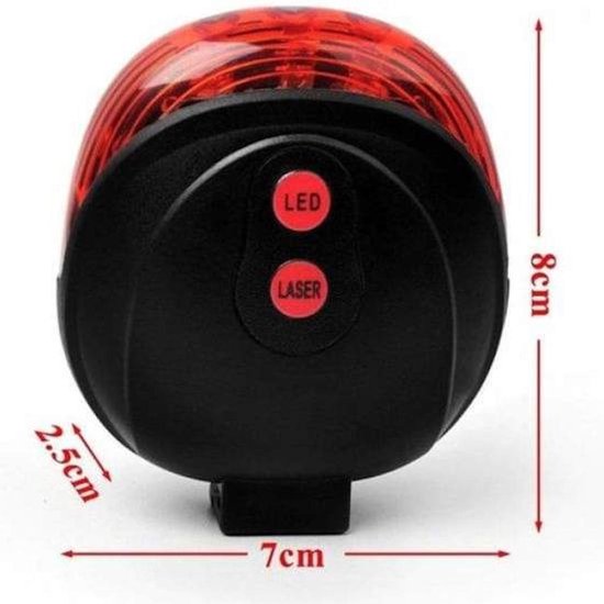 LED Lamp Fiets Verlichting Met Laser - Fietsverlichting - 9 Verschillende Functie's - Achterlicht - Achter Lamp Fiets - Achterlamp met Laser — afbeelding 5