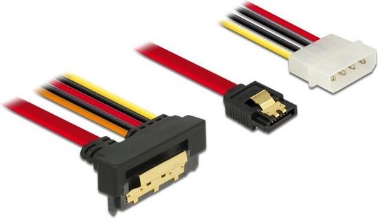 SATA haaks naar SATA data- en Molex voedingskabel - SATA600 - 6 Gbit/s / rood - 0,30 meter