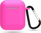 Hidzo hoes voor Apple's Airpods - Siliconen - Inclusie Karabijnhaak - Roze