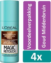 L'Oréal Paris Magic Retouch 75 ml  Goud Middenbruin 4 stuks Voordeelverpakking