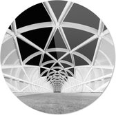 Witte Brug | Zwart-wit | Steden | Rond Plexiglas | Wanddecoratie | 80CM x 80CM | Schilderij | Foto op plexiglas