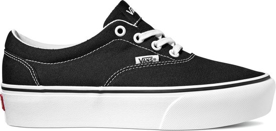 Vans Doheny Platform Canvas Dames Sneakers - Black/White - Maat 38.5