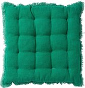 Dutch Decor - BURTO - Stoelkussen van gewassen katoen Emerald 40x40 cm - groen - Zitkussen