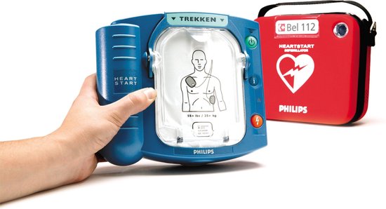 Philips Heartstart HS1 AED + rode tas + ophangbeugel + stickers - Philips