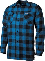 MFH Canadian Woodcutter Jas - over-sized Houthakkersblouse - zware outdoor kwaliteit flanel - blauw/zwart, geruit - MAAT M