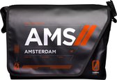 Heren schoudertas 40x30x20 cm met Luchthavencode AMS Amsterdam - 15”/17” laptopvak - Geschikt als handbagage