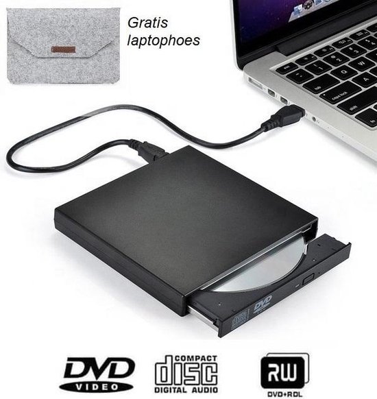 Externe CD/DVD speler en CD brander voor laptop met USB aansluiting – Plug & play -... |