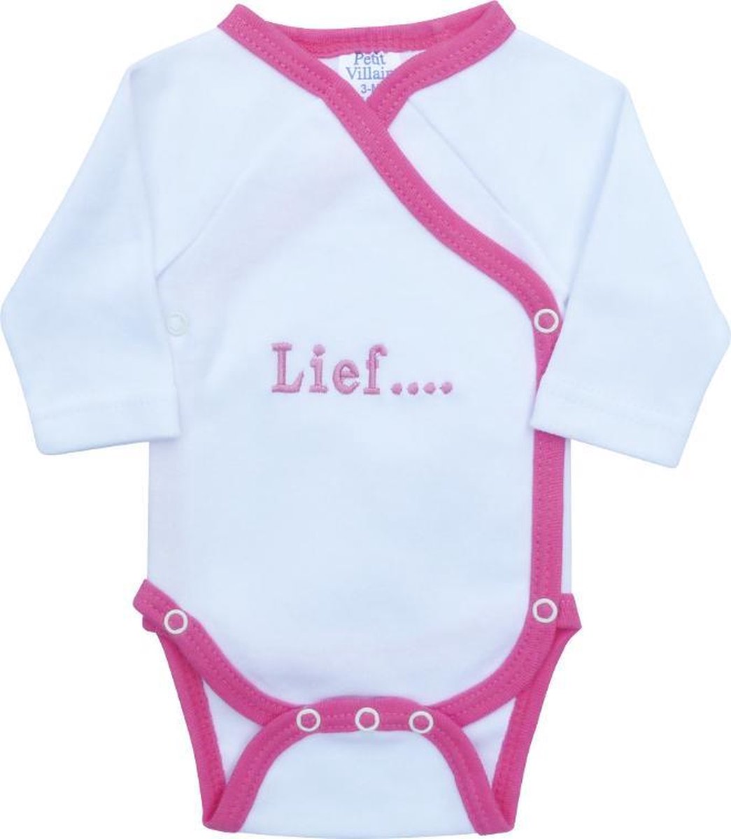 Petit Villain Meisjes Romper Lief petit villain  - Wit/Roze - Maat 56/62