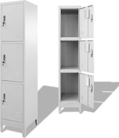 Stevige lockerkast met 3 lockers 38x45x180cm (Incl LW Anti kras vilt) / locker kast met planken