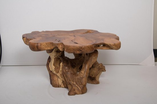 KingWoods - Robuuste muschroom tafel van teak hout - salontafel /  bijzettafel | bol.com