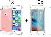 iPhone SE 2016 en iPhone 5 en iPhone 5S hoesje shock proof case hoes cover - 2x iPhone 5/SE 2016/5S Screenprotector