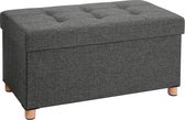 Opvouwbare Hocker met Opbergruimte - Donkergrijs - 38 cm Hoog en 76 cm Breed