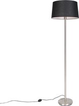 QAZQA simplo - Moderne Vloerlamp | Staande Lamp met kap - 1 lichts - H 1690 mm - Zwart -  Woonkamer | Slaapkamer