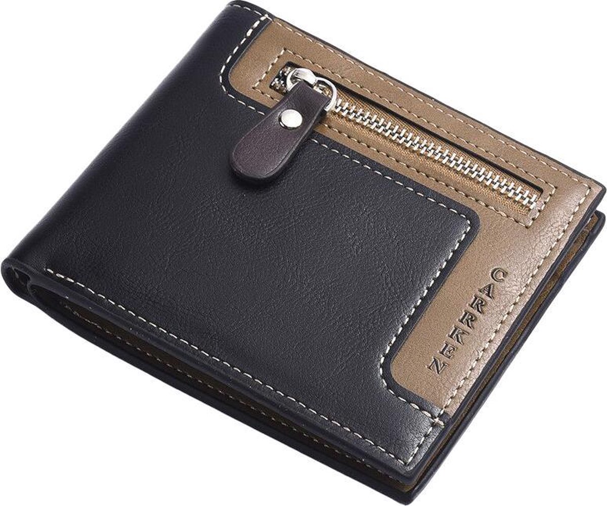 BAZORO® Portemonnee - Billfold - Vintage - Heren - Kunstleer - Zwart
