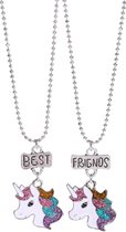 Best friends ketting met eenhoorn hoofd 2 stuks