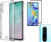 Huawei P30 Hoesje - Transparant Shock Proof Siliconen Case + Screenprotector Full + Camera Protector