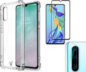 Hoesje geschikt voor Huawei P30 - Transparant Shock Proof Siliconen Case + Screenprotector Full + Camera Protector