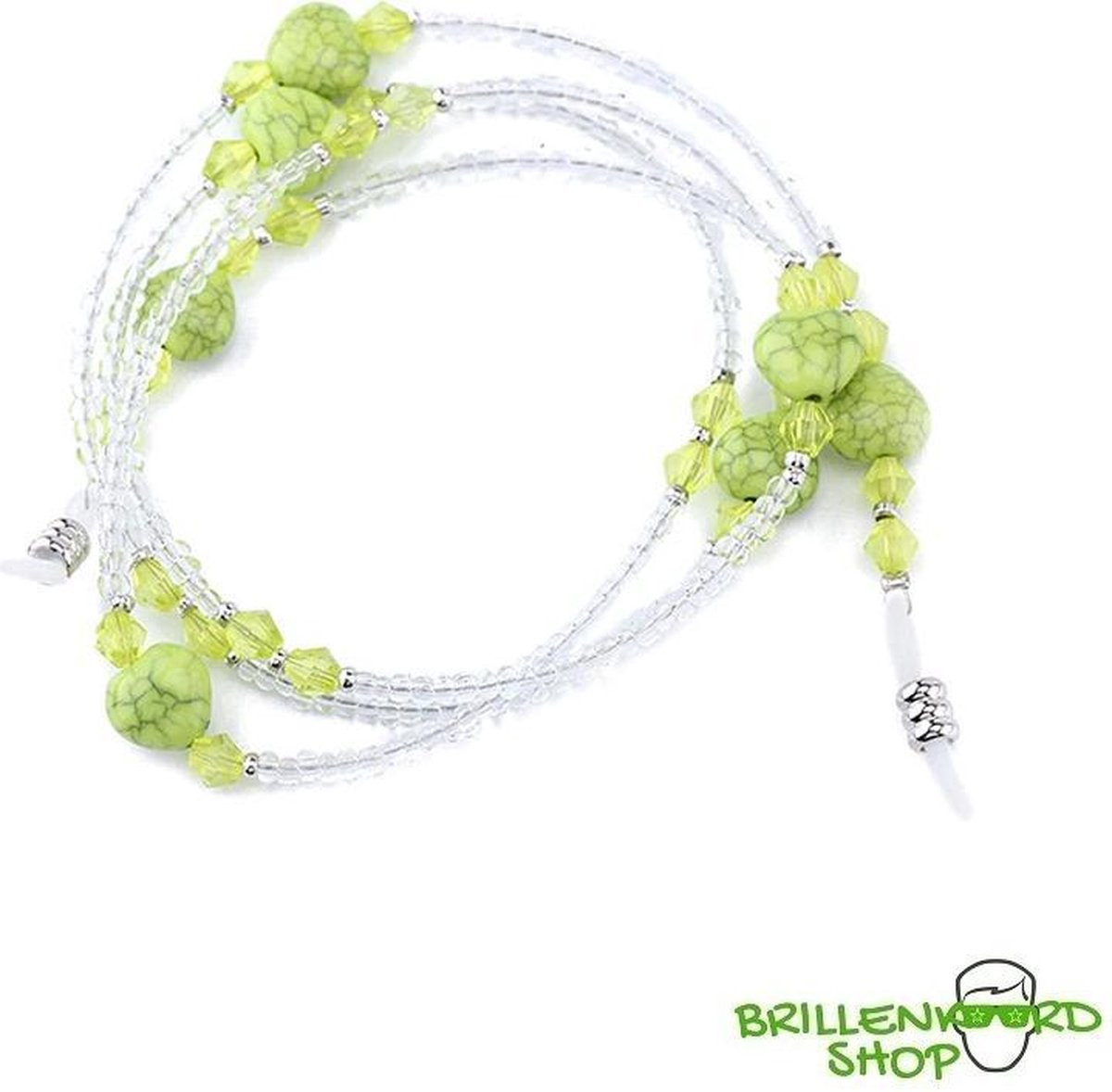 Brillenkoord Hart – Zonnebril Koord – Zonnebril Touwtjes – Bohemian – Glaskralen – Groen
