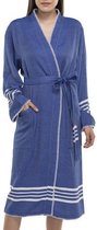 Hamam Badjas Krem Sultan Kimono Royal Blue - XL - unisex - hotelkwaliteit - sauna badjas - luxe badjas - dunne zomer badjas - ochtendjas