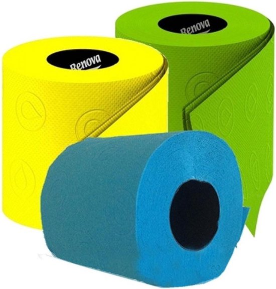 3x Rouleaux de papier toilette coloré 140 feuilles - Décoration de fête à  thème