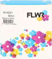 FLWR - Printetiket / m-K221 / Zwart op Wit - geschikt voor Brother