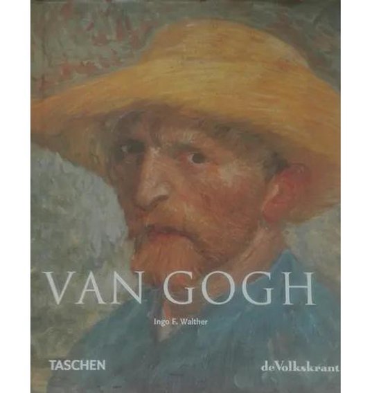 Boekomslag met schilderij van Van Gogh met strooien hoed, titel 'VAN GOGH' en logo's van TASCHEN en de Volkskrant.
