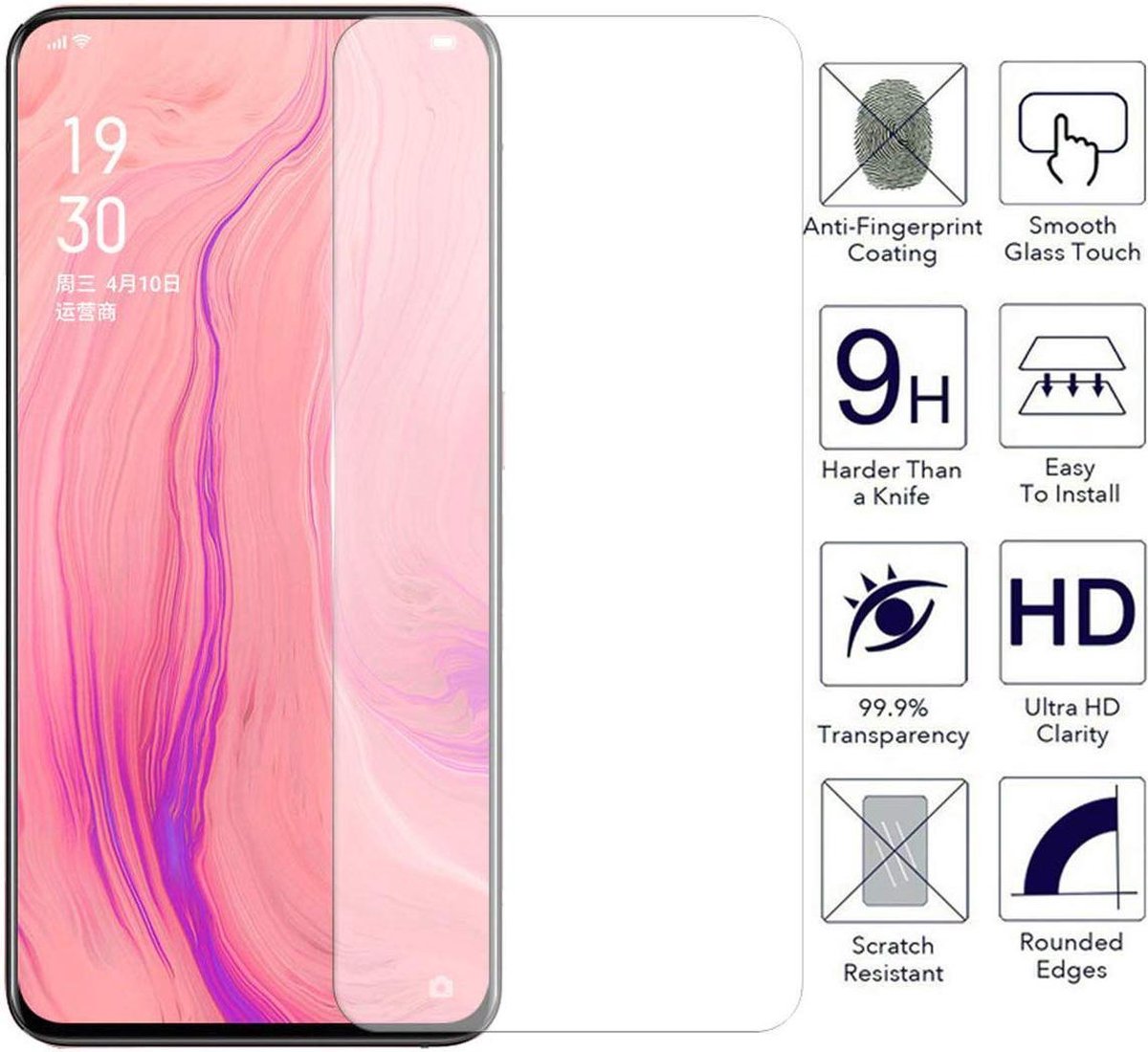 Screenprotector geschikt voor OPPO Reno 2Z Screenprotector - Tempered Glass - Anti Burst Perfect Fit - EPICMOBILE