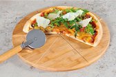 Assiette à pizza en bambou FSC avec coupe-pizza GRATUITE Pizza Cutting Pizza Board Pizza Board Pizza Planche à découper Pizza 32 x 32 x 15,5 cm.