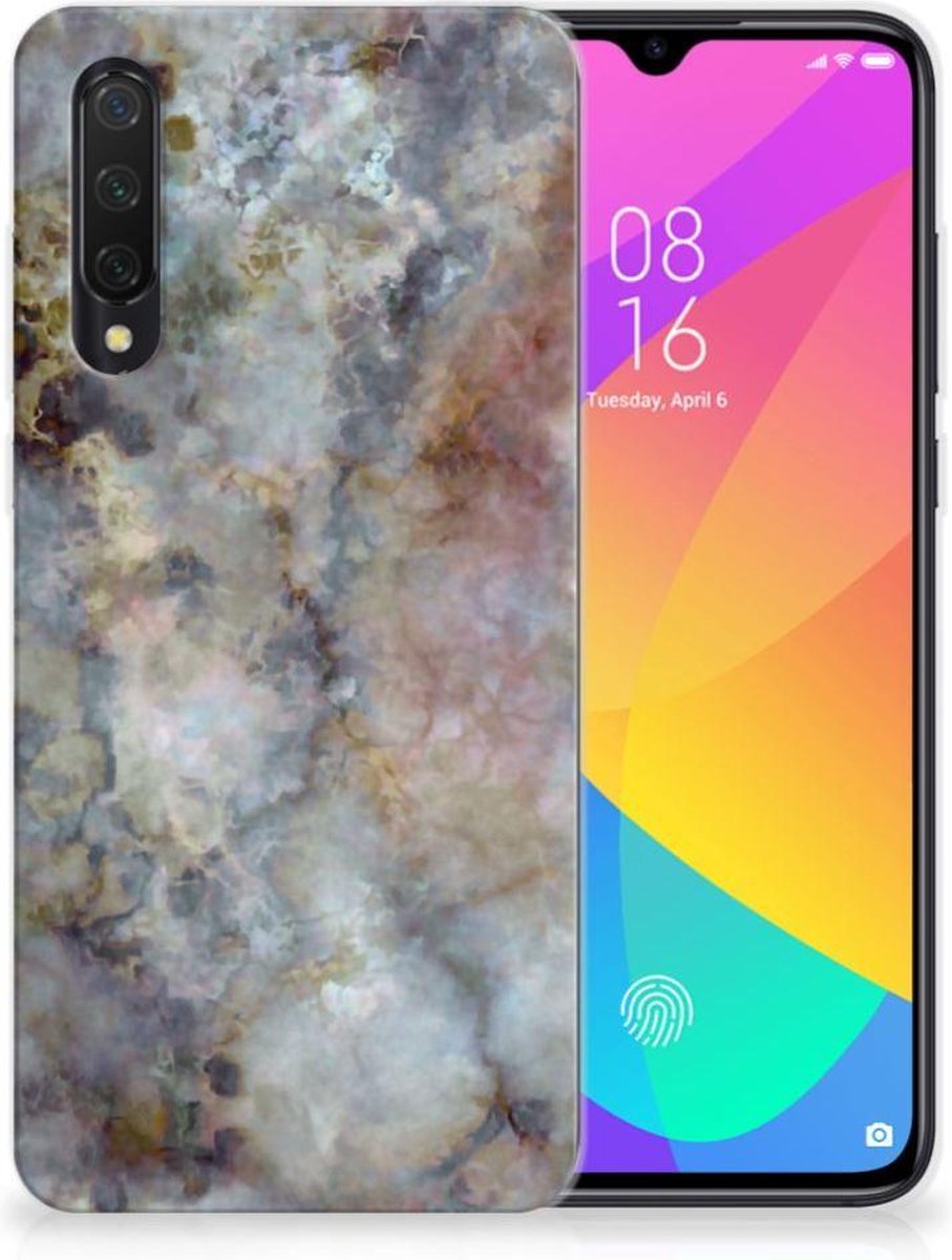 Xiaomi Mi 9 Lite TPU Siliconen Hoesje Marmer Grijs