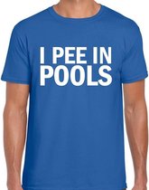Fout I pee in pools fun tekst t-shirt blauw voor heren - fout fun tekst shirt L