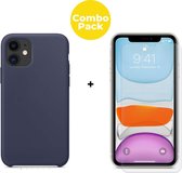 iPhone 11 Telefoonhoesje met Screenprotector | Siliconen Tpu Smartphone Back Cover Alaska Blauw | Gehard Beschermglas