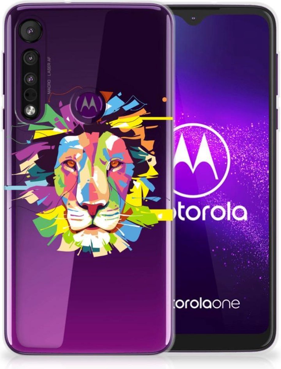 Motorola One Macro Telefoonhoesje met Naam Lion Color